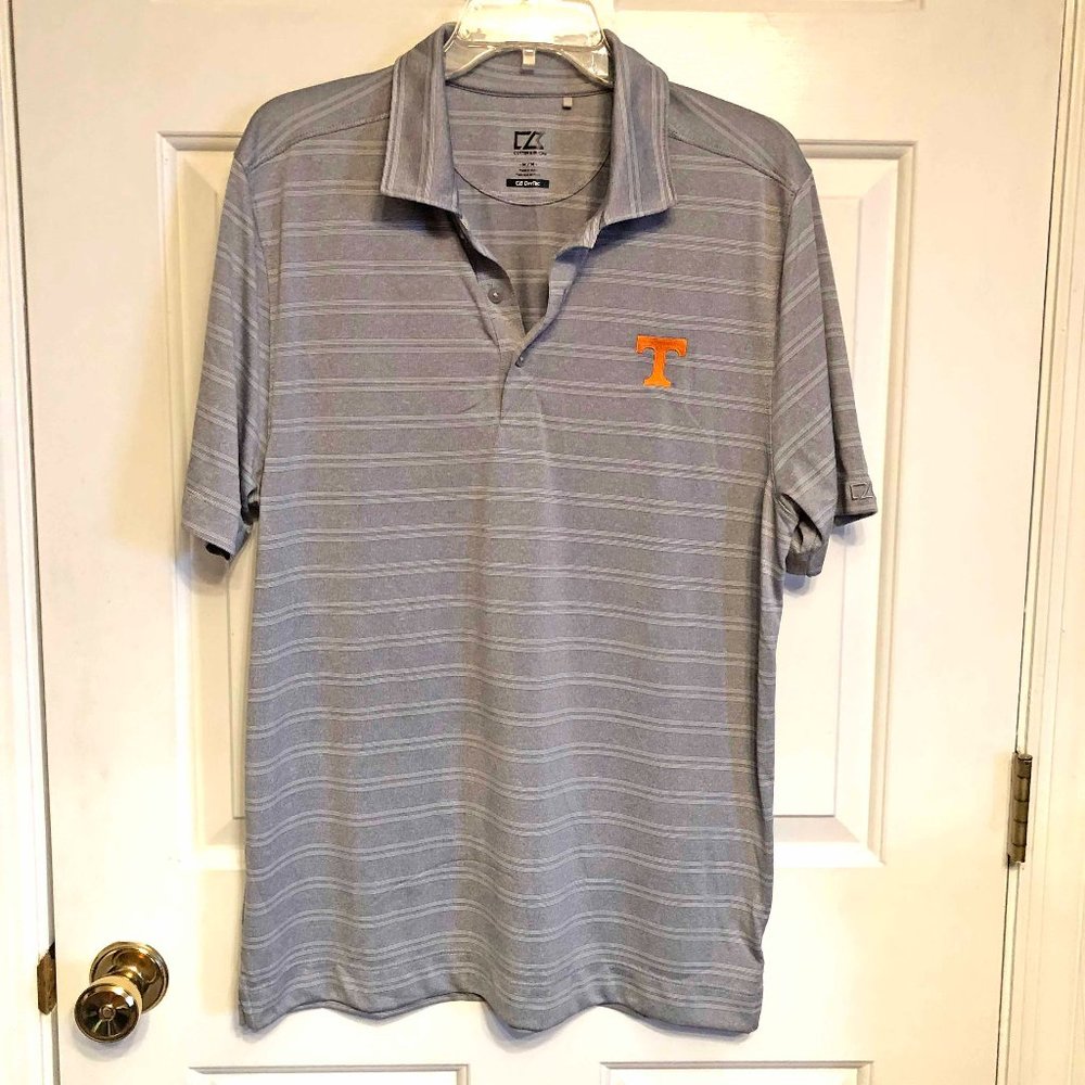 Cutter & Buck Tennessee Vols Polo Men's Shirt Size M Gray & White